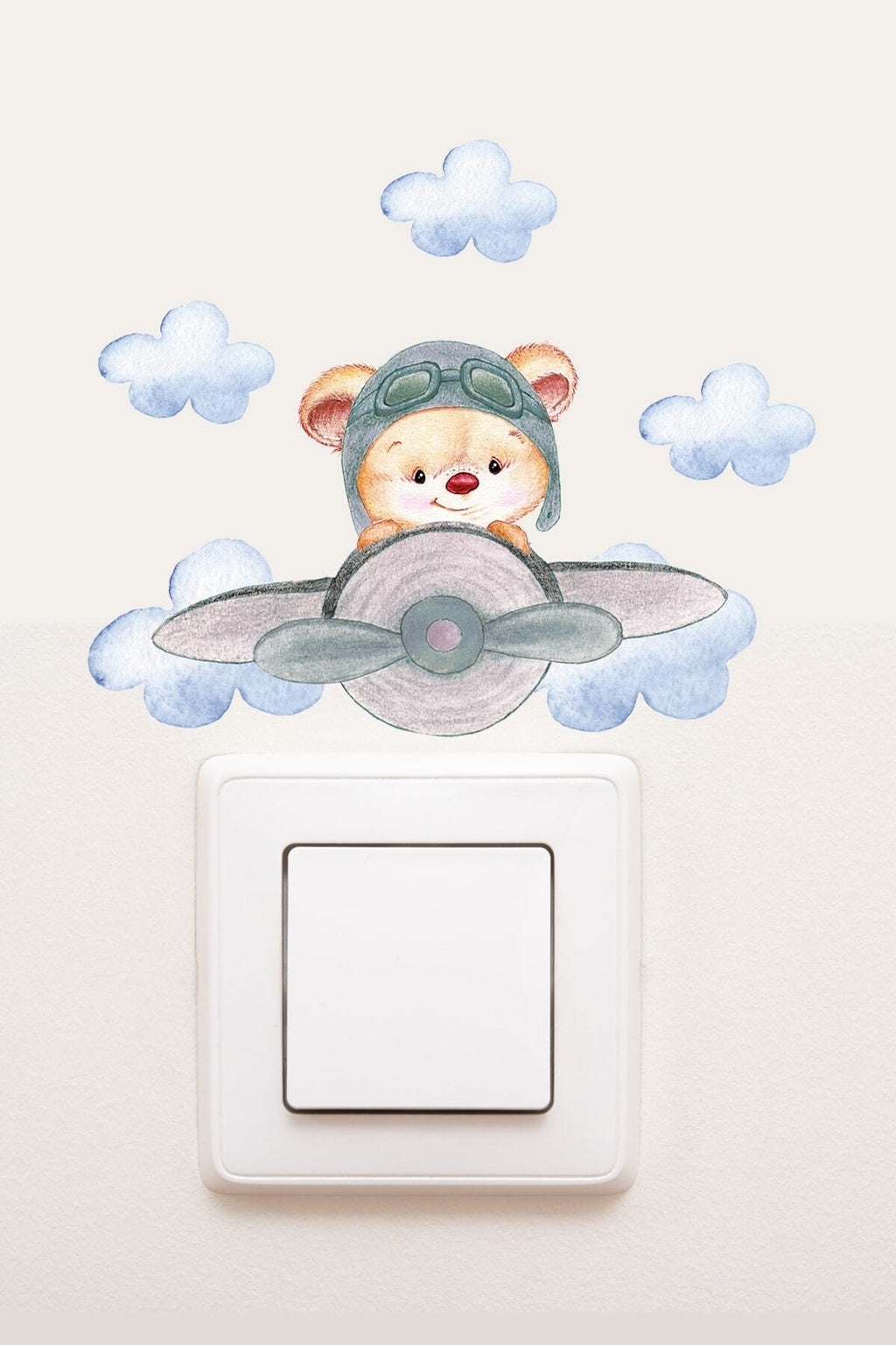 - Priz - Pilot Ayıcık Çocuk Odası Dekoratif Priz Sticker - Sim770