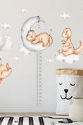 Boy Ölçerli Üçlü Dinozorlar Çocuk Odası Duvar Sticker Seti