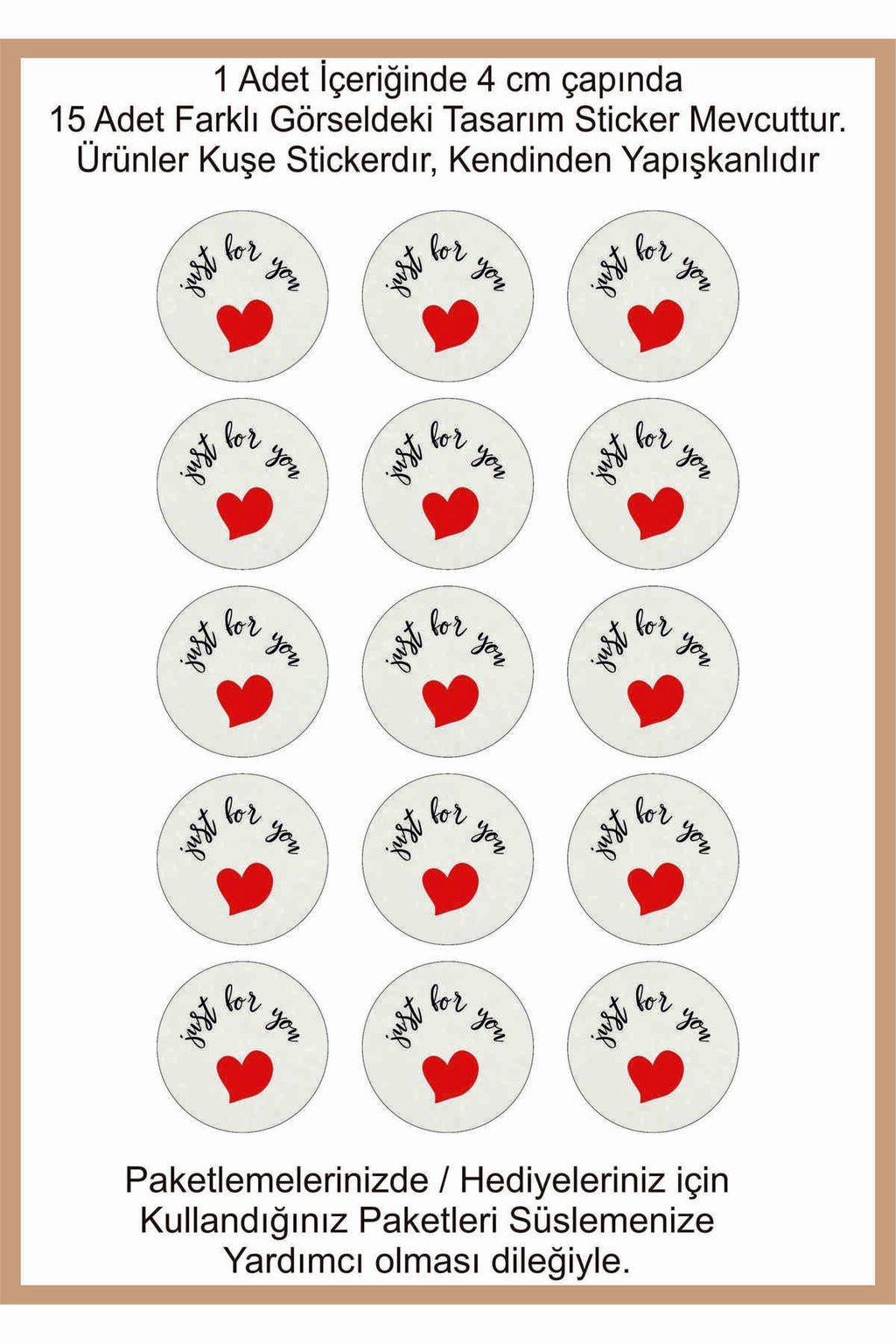 Paketlemeye özel 30 adet sticker, (farklı trend modeller ile mağazamızda kampanyalı olarak satışta)