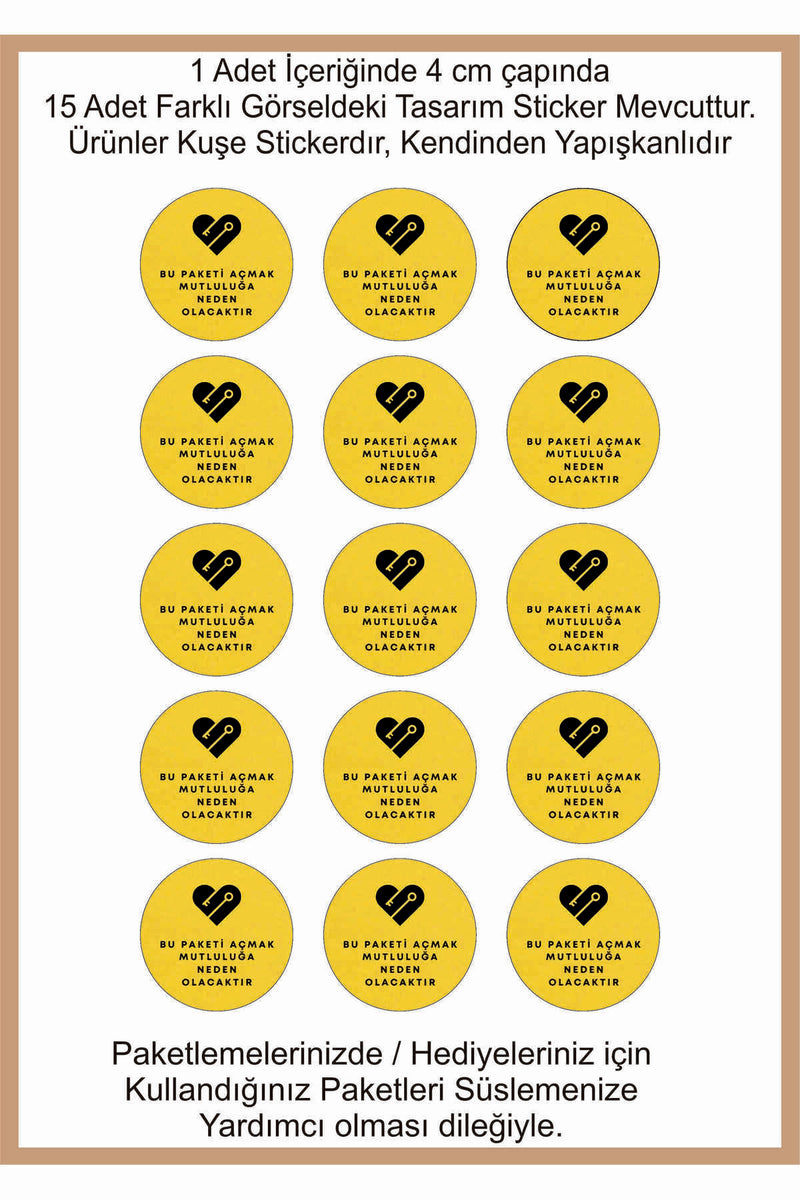 Paketlemeye özel 30 adet sticker, (farklı trend modeller ile mağazamızda kampanyalı olarak satışta)