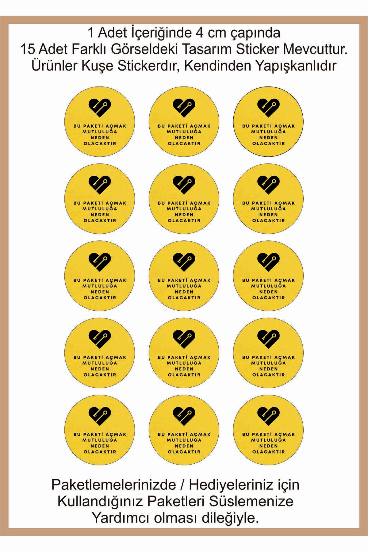 Paketlemeye özel 30 adet sticker, (farklı trend modeller ile mağazamızda kampanyalı olarak satışta)
