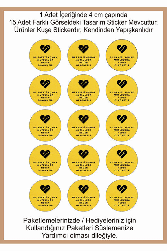 Paketlemeye özel 30 adet sticker, (farklı trend modeller ile mağazamızda kampanyalı olarak satışta)