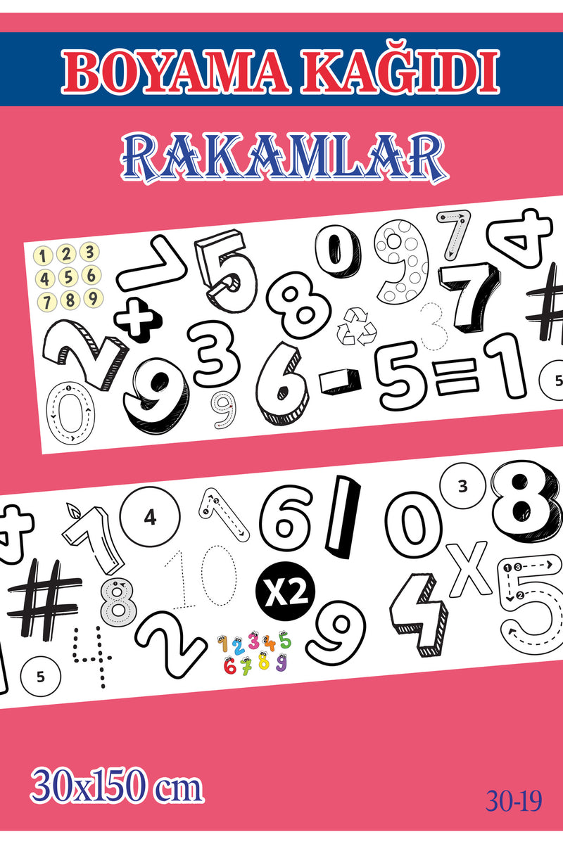 1,5 mt Rakamlar Tema Çocuk Aktivite Dev Boyama Kağıdı