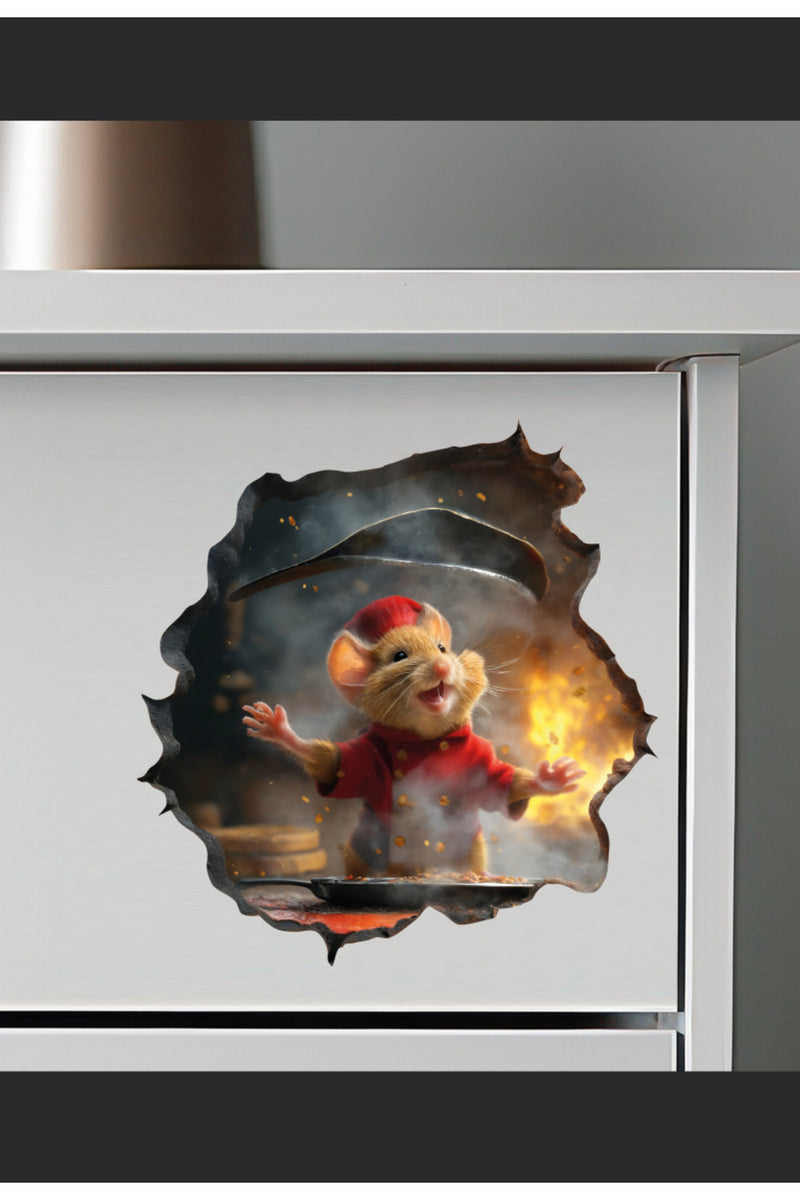 Dekoratif Aşçı Fare Koridor Cam Priz Ev Dekorasyon Sticker