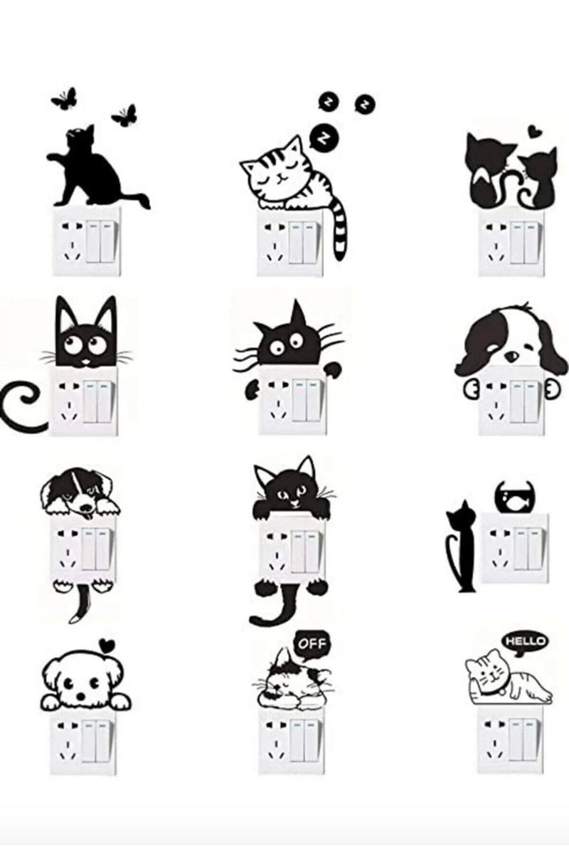 Tasarım 12li Kedi Priz Sticker Seti Simtasarım-386