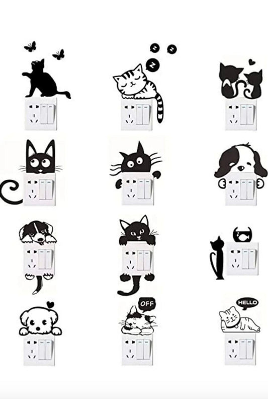 Tasarım 12li Kedi Priz Sticker Seti Simtasarım-386