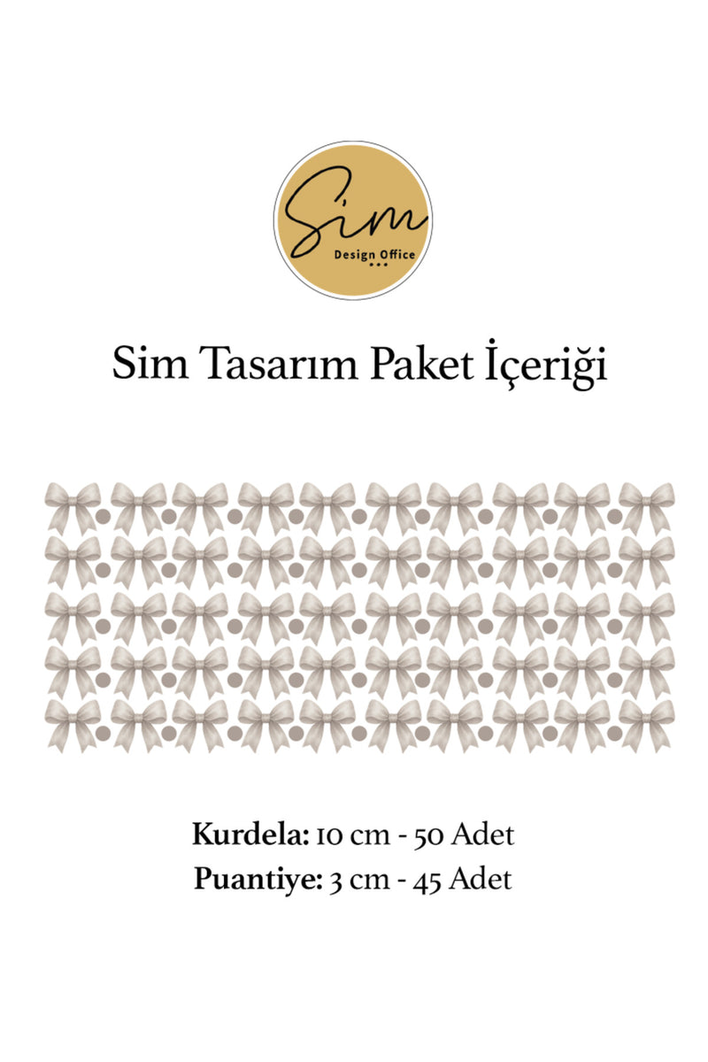 Bej Renk Soft Kurdele Çocuk Odası Dekoratif Duvar Sticker Seti