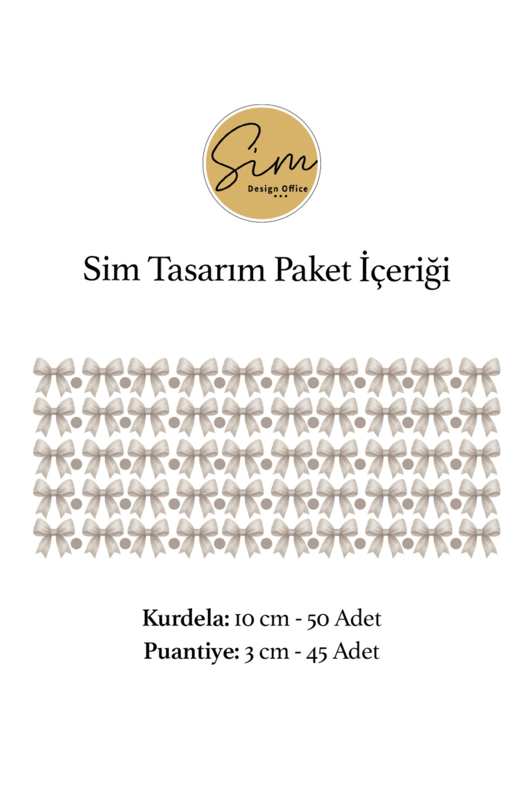 Bej Renk Soft Kurdele Çocuk Odası Dekoratif Duvar Sticker Seti