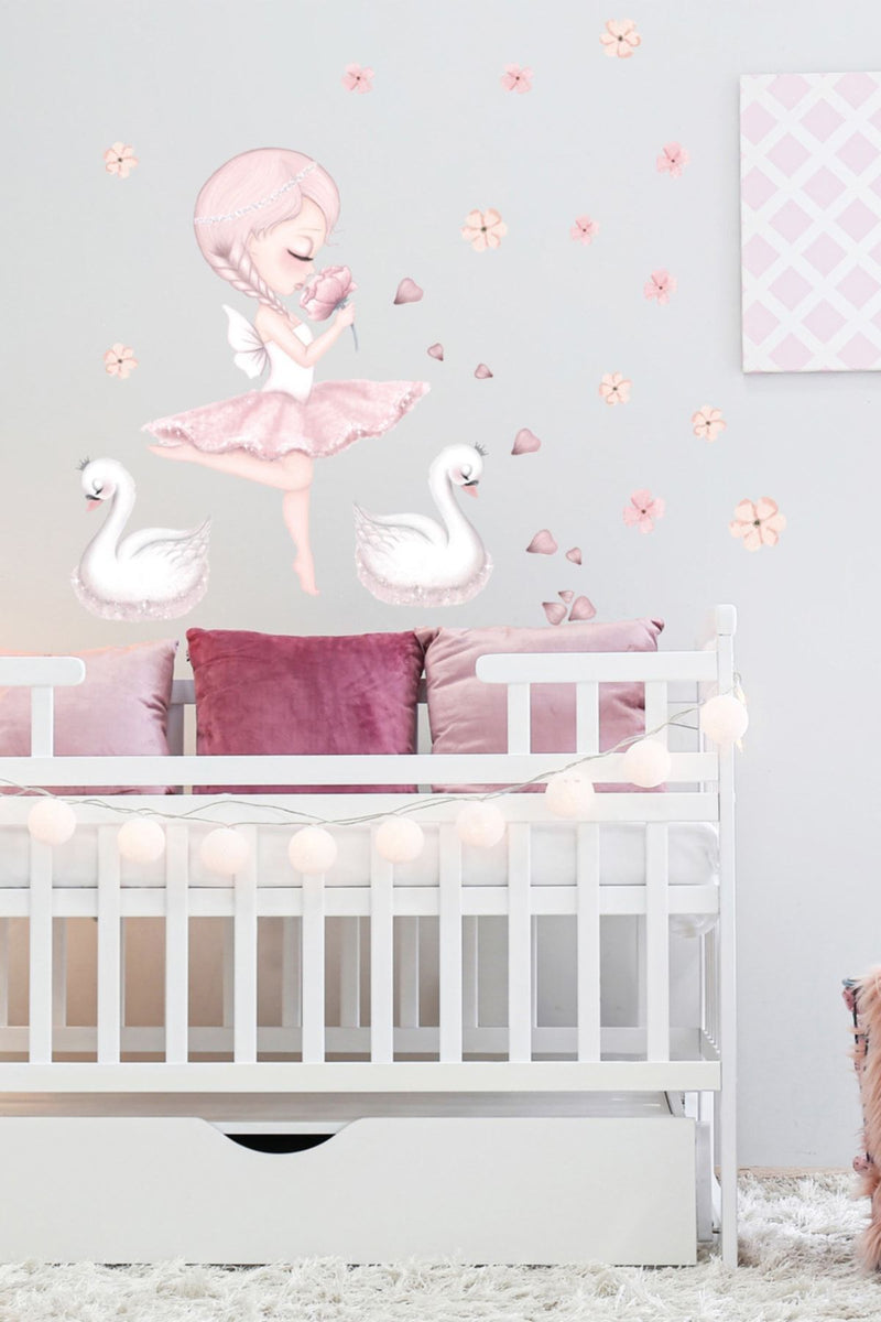 Pembe Sim Perisi Çocuk Odası Dekoratif Duvar Sticker Seti