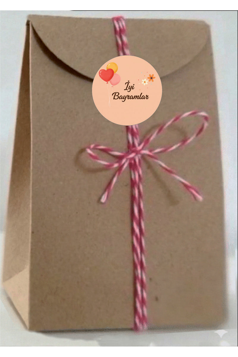 İyi Bayramlar yazılı, Paketleme Kutularına Özel Tasarım Etiketler 4 cm Çapında 15 Adet Etiket