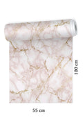 Soft Pembe -gold Renk Mermer Desen Zemin Kaplama Folyo Sticker - Model3