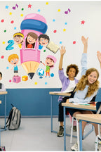 Dev Pembe Kalem Okula Dönüş Anaokulu Kreş Duvar Süsleme Sticker