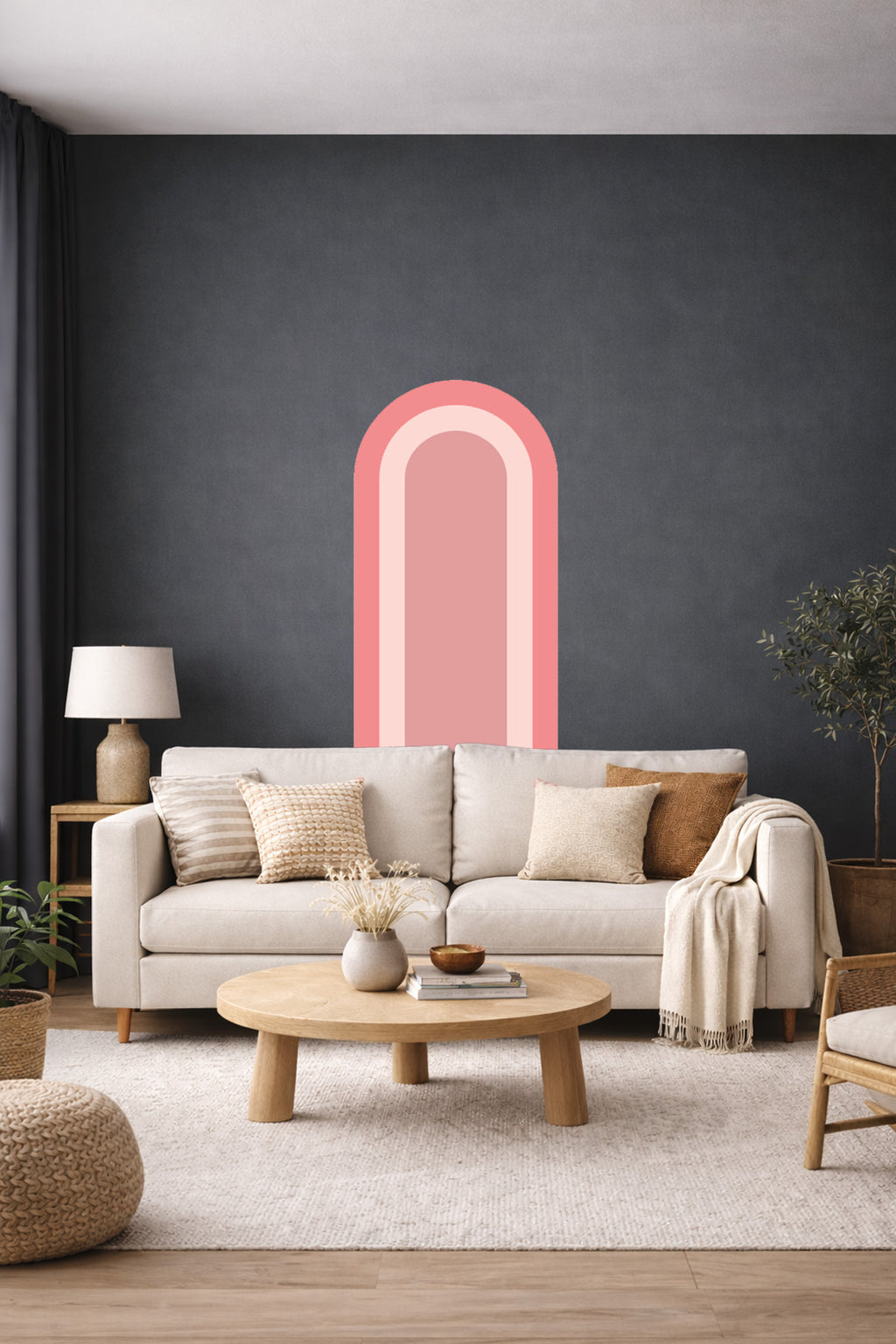 Bohem İç İçe Renkler Tarz Oval Duvar Sticker Seti