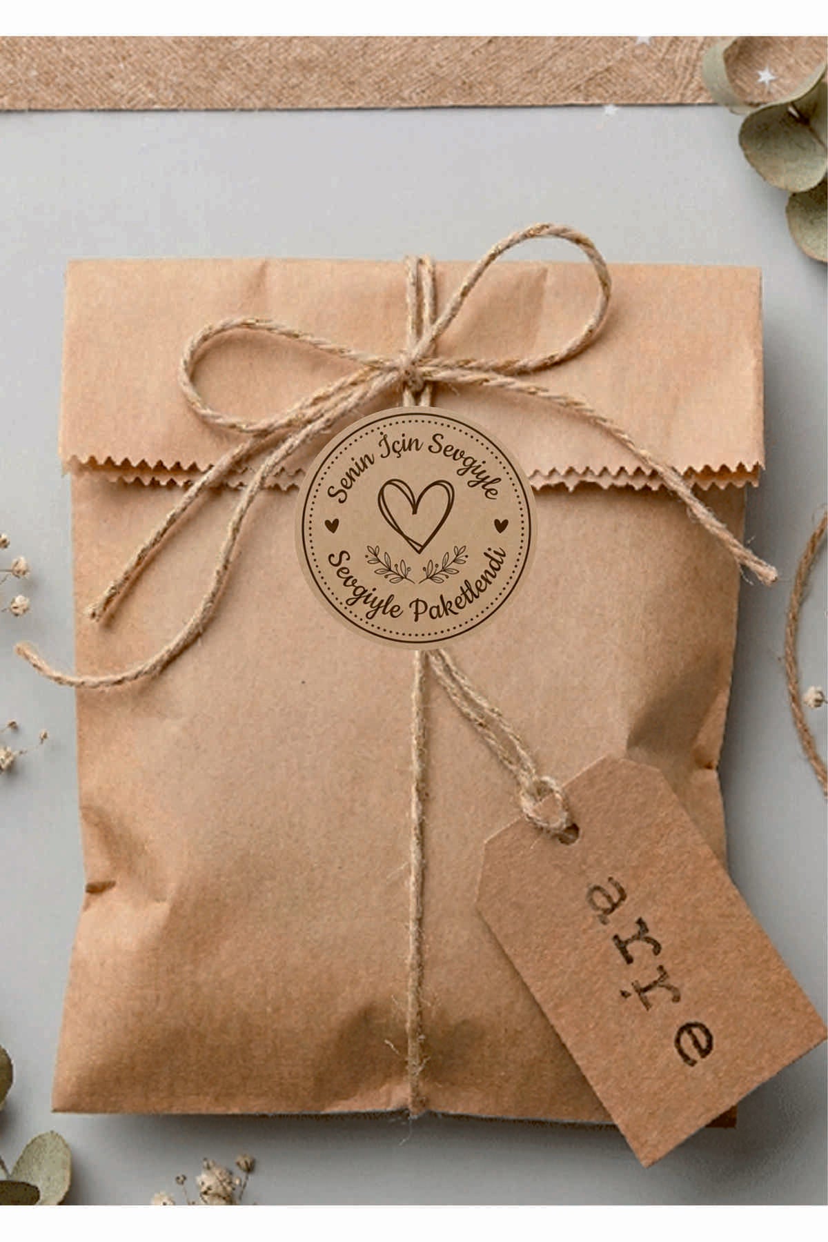 Paketleme Kutularına Özel Tasarım Etiketler 4 cm Çapında 15 Adet Sizin için sevgiyle hazırlandı