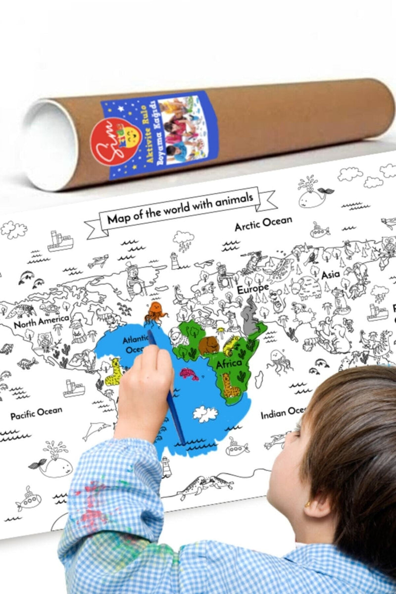 Sim Kids Dünya Haritası Aktivite Rulo Boyama Kağıdı