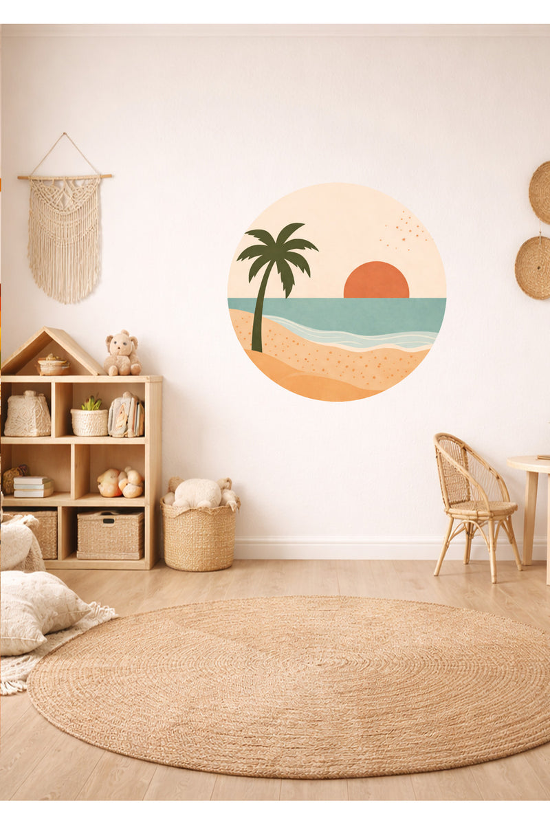 Soft Pastel Renklerde Doğa Manzarası Çocuk Odası Duvar Sticker Seti