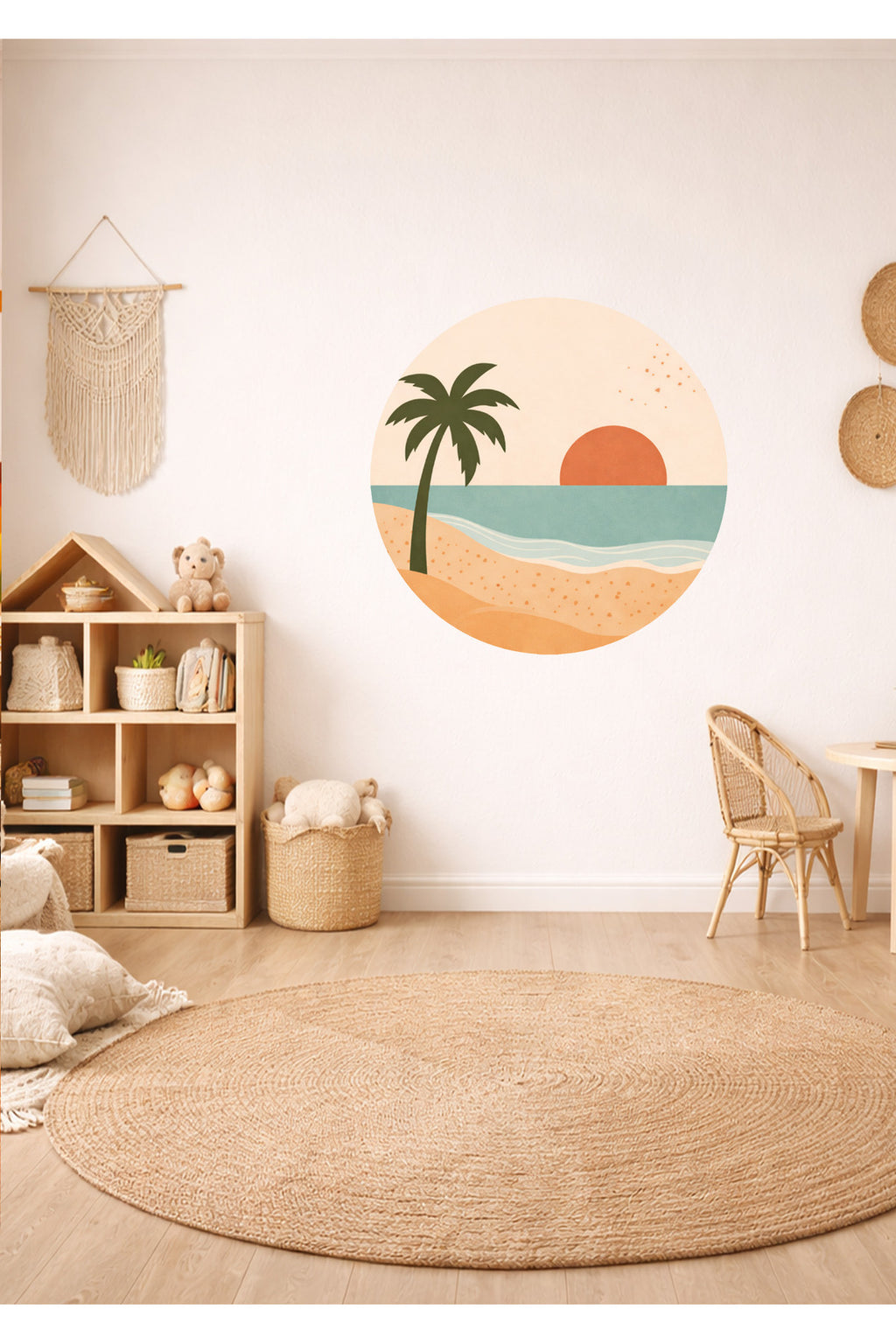 Soft Pastel Renklerde Doğa Manzarası Çocuk Odası Duvar Sticker Seti