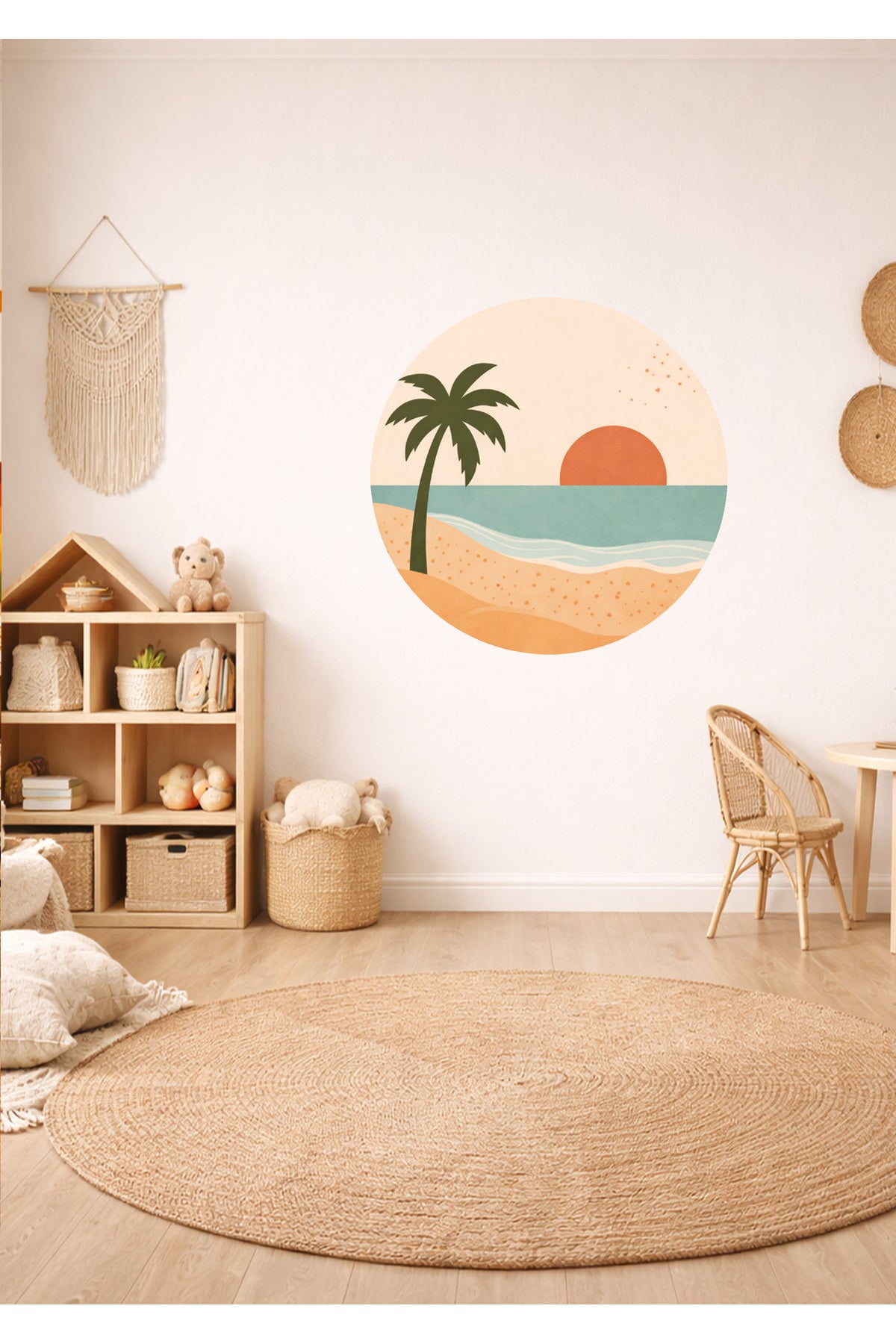 Soft Pastel Renklerde Doğa Manzarası Çocuk Odası Duvar Sticker Seti
