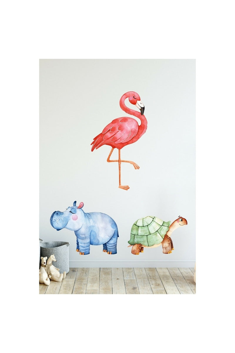 Dreamwallart Flamingo ve Arkadaşları Çocuk Odası Duvar Sticker Renkli