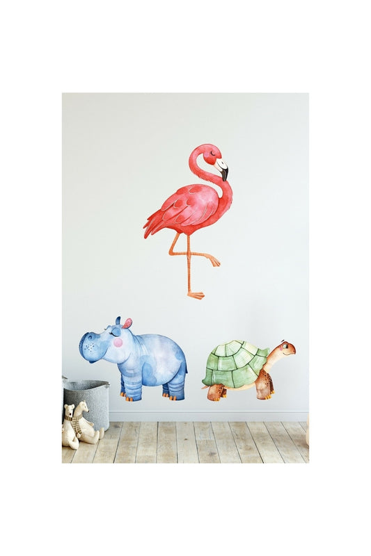 Dreamwallart Flamingo ve Arkadaşları Çocuk Odası Duvar Sticker Renkli