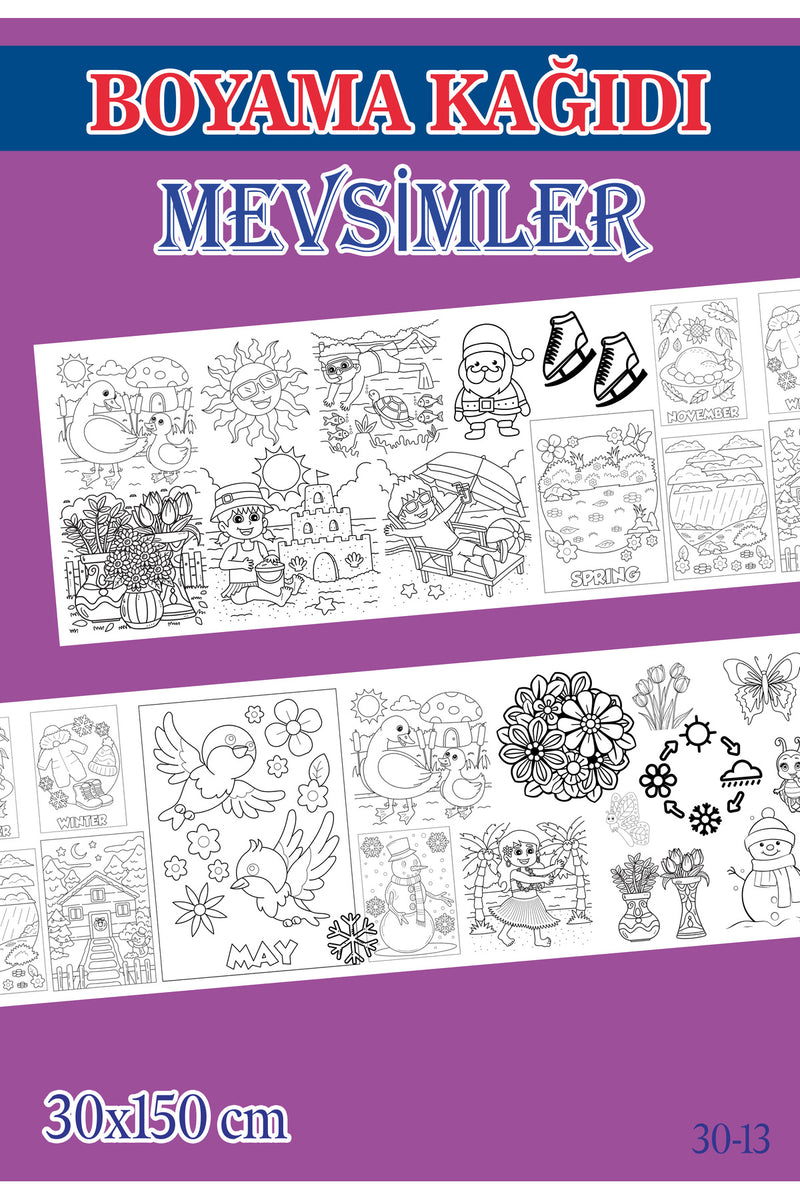 1,5 mt Mevsimler Tema Çocuk Aktivite Dev Boyama Kağıdı