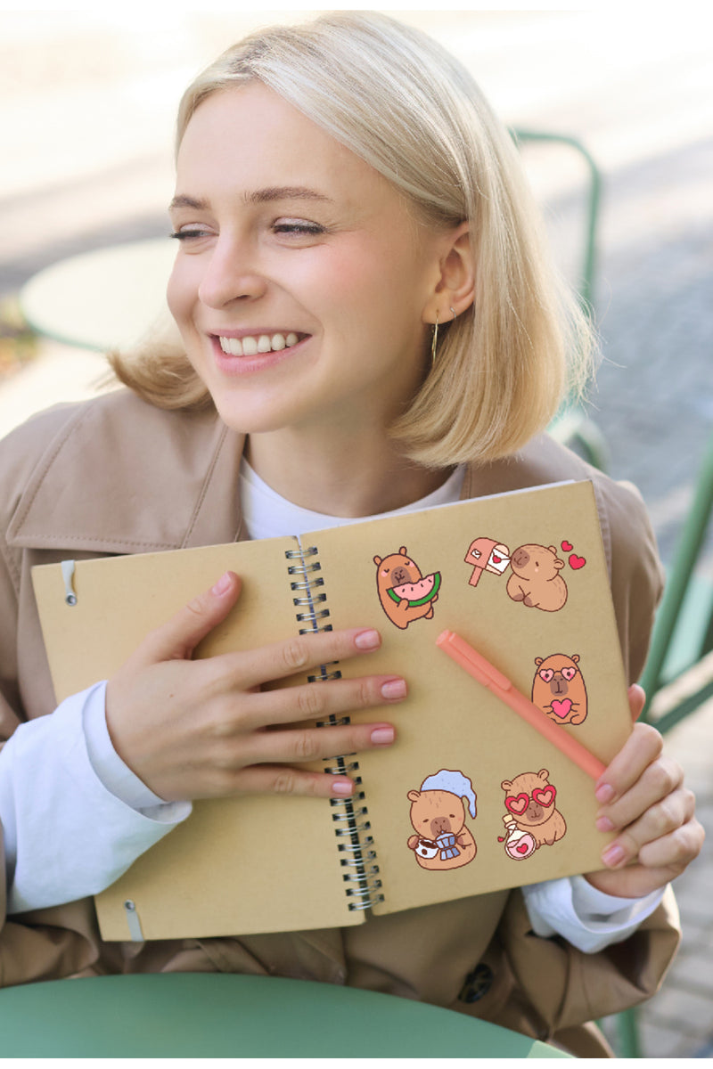 Capybara Kapibara Ajanda, Bullet Journal, Defter, Bisiklet Çıkartma Sticker - 116 adet