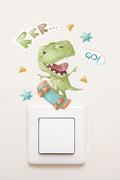 Priz - Kaykayda Dinozor Çocuk Odası Dekoratif Priz Sticker