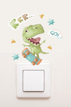 Priz - Kaykayda Dinozor Çocuk Odası Dekoratif Priz Sticker