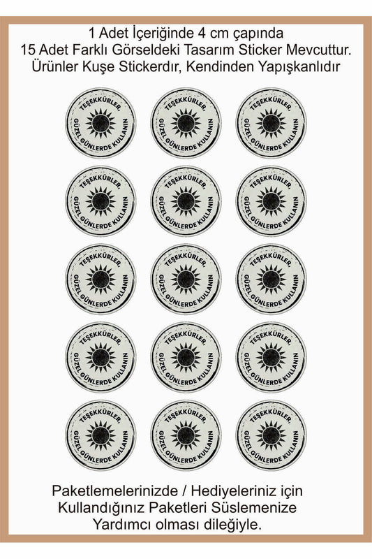 Paketlemeye özel 30 adet sticker, (farklı trend modeller ile mağazamızda kampanyalı olarak satışta)