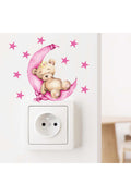 Priz Pembe Uykucu Ayıcık Çocuk Odası Dekoratif Sticker