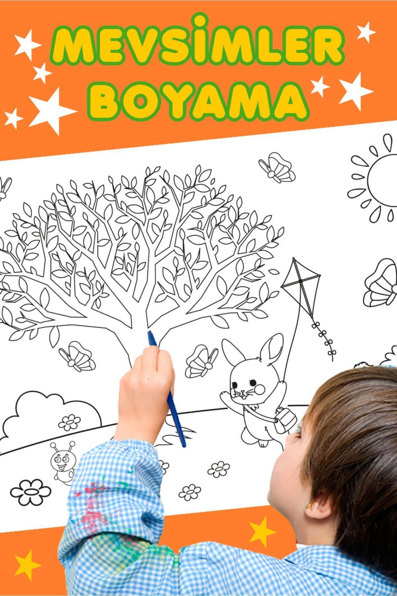 Mevsimler Temalı Dev Boyama Aktivite Kağıdı - 2 Metre Eğitici Oyuncaklar