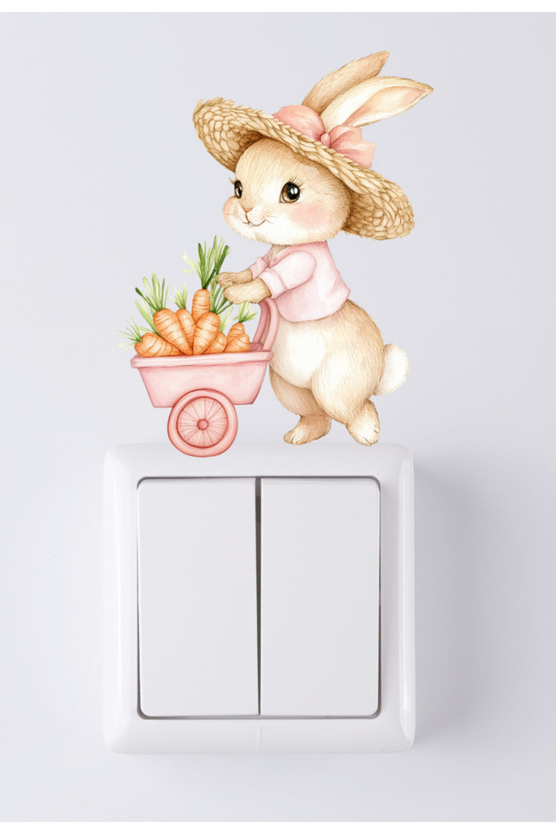 Pembe Sevimli Tavşanlar Priz Sticker seti
