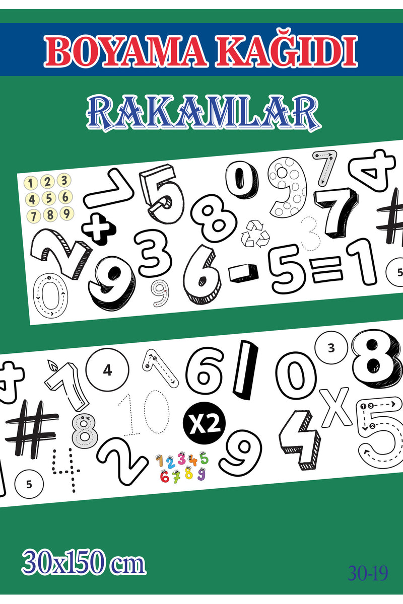 1,5 mt Rakamlar Tema Çocuk Aktivite Dev Boyama Kağıdı