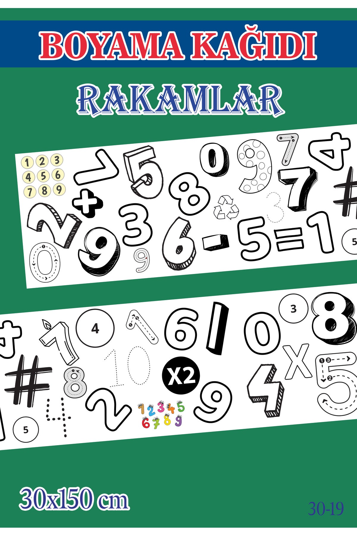 1,5 mt Rakamlar Tema Çocuk Aktivite Dev Boyama Kağıdı