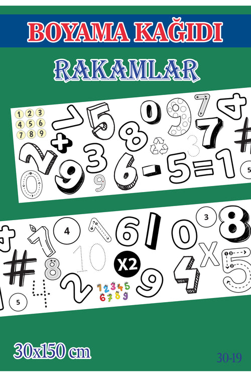 1,5 mt Rakamlar Tema Çocuk Aktivite Dev Boyama Kağıdı