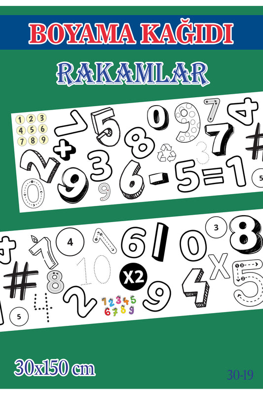 1,5 mt Rakamlar Tema Çocuk Aktivite Dev Boyama Kağıdı