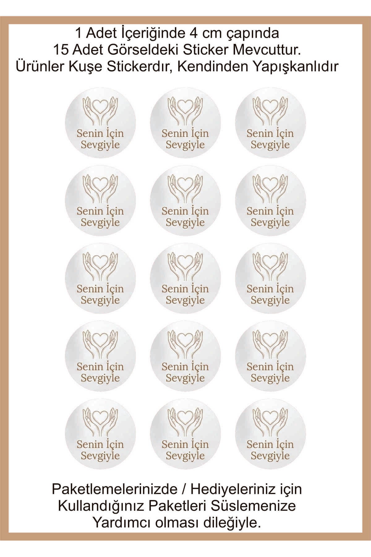 Paketleme Kutularına Özel Tasarım Etiketler 4 cm Çapında 15 Adet