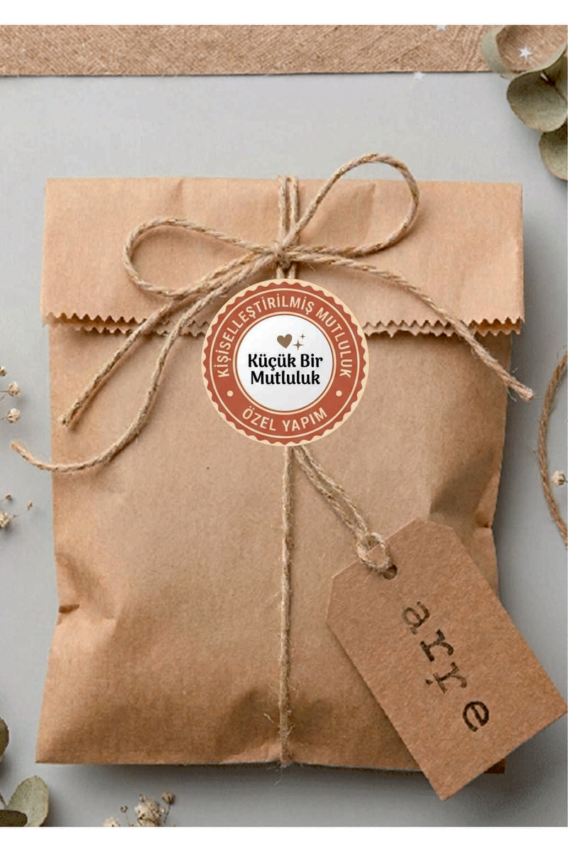 Paketleme Kutularına Özel Tasarım Etiketler 4 cm Çapında 15 Adet