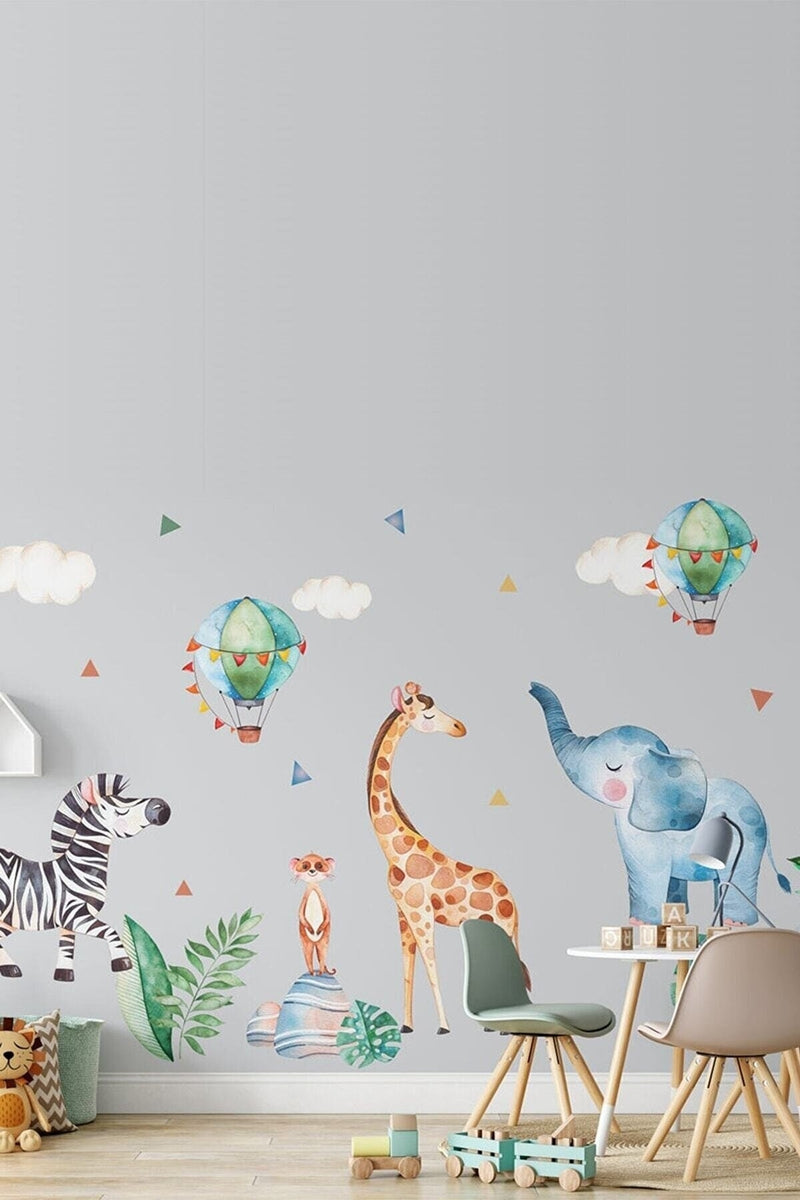 60x90 Cm Yavru Hayvanlar Pastel Renkler Bebek Odası Duvar Sticker Seti