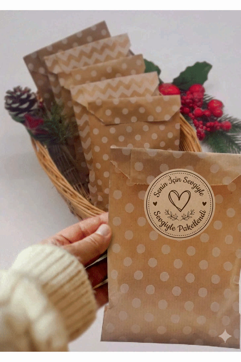 Paketleme Kutularına Özel Tasarım Etiketler 4 cm Çapında 15 Adet Sizin için sevgiyle hazırlandı