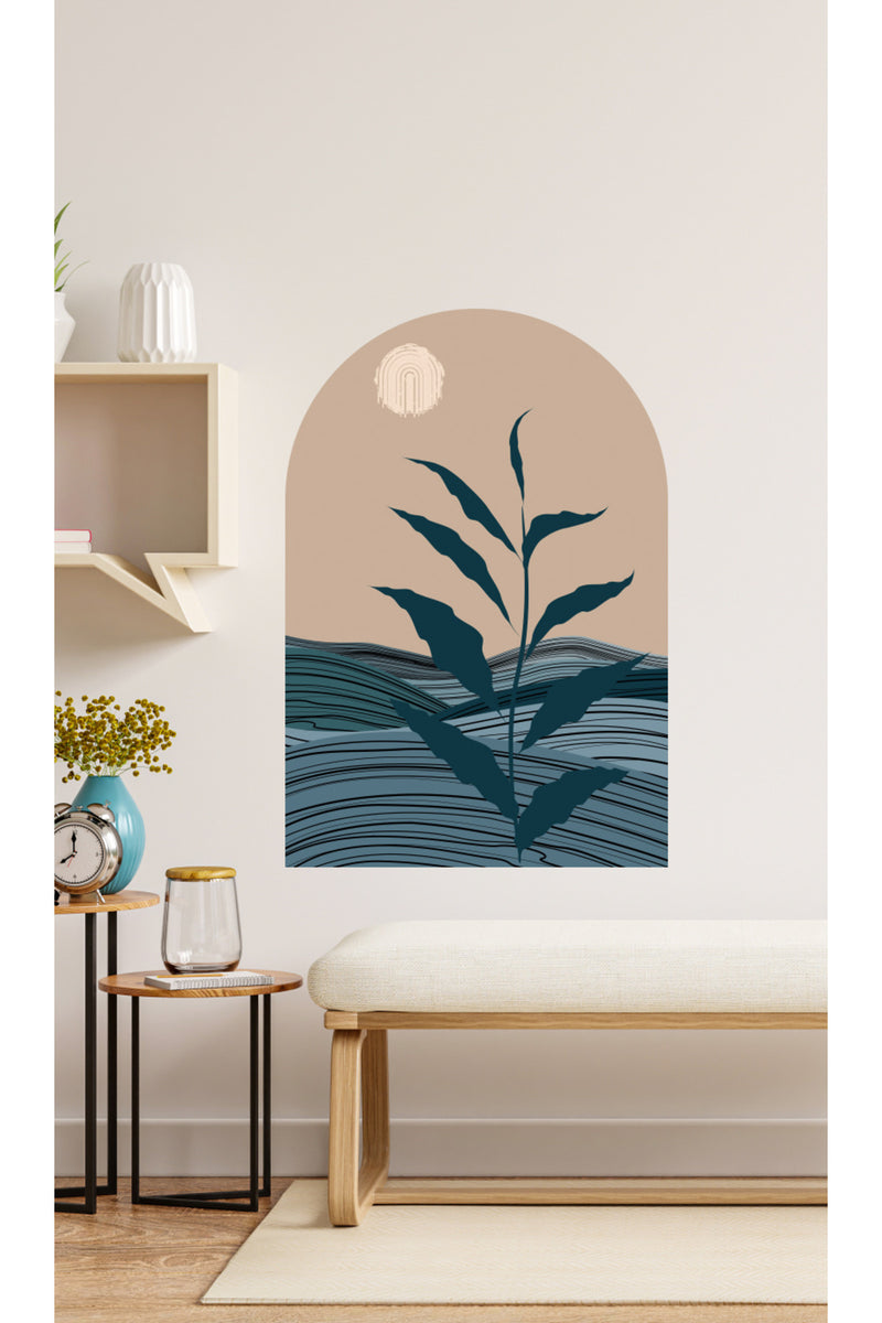 Bohem Kahverengi Mavi Mimari Arch Dekoratif Duvar Sticker