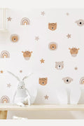 Bebek Odası Boho Mini Hayvanlar ve Gökkuşağı Dekoratif Duvar Sticker Seti