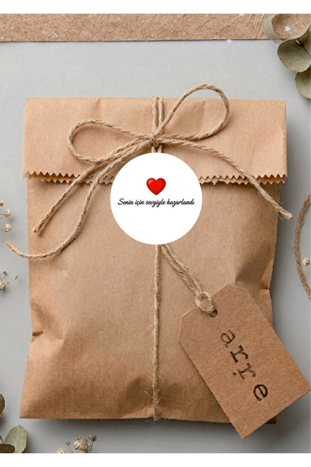 Paketleme Kutularına Özel Tasarım Etiketler 4 cm Çapında 15 Adet Sizin için sevgiyle hazırlandı
