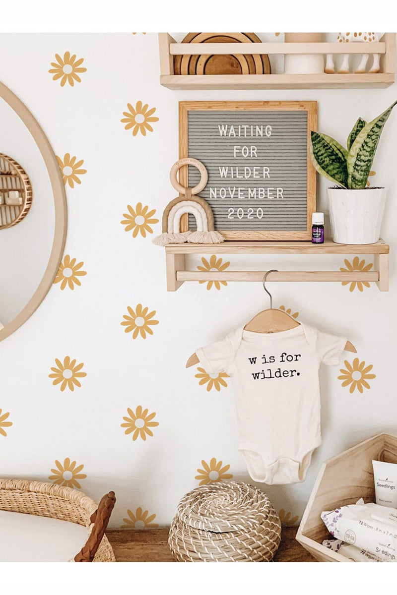 Boho Papatya Bebek Çocuk Odası Dekoratif Duvar Sticker Seti