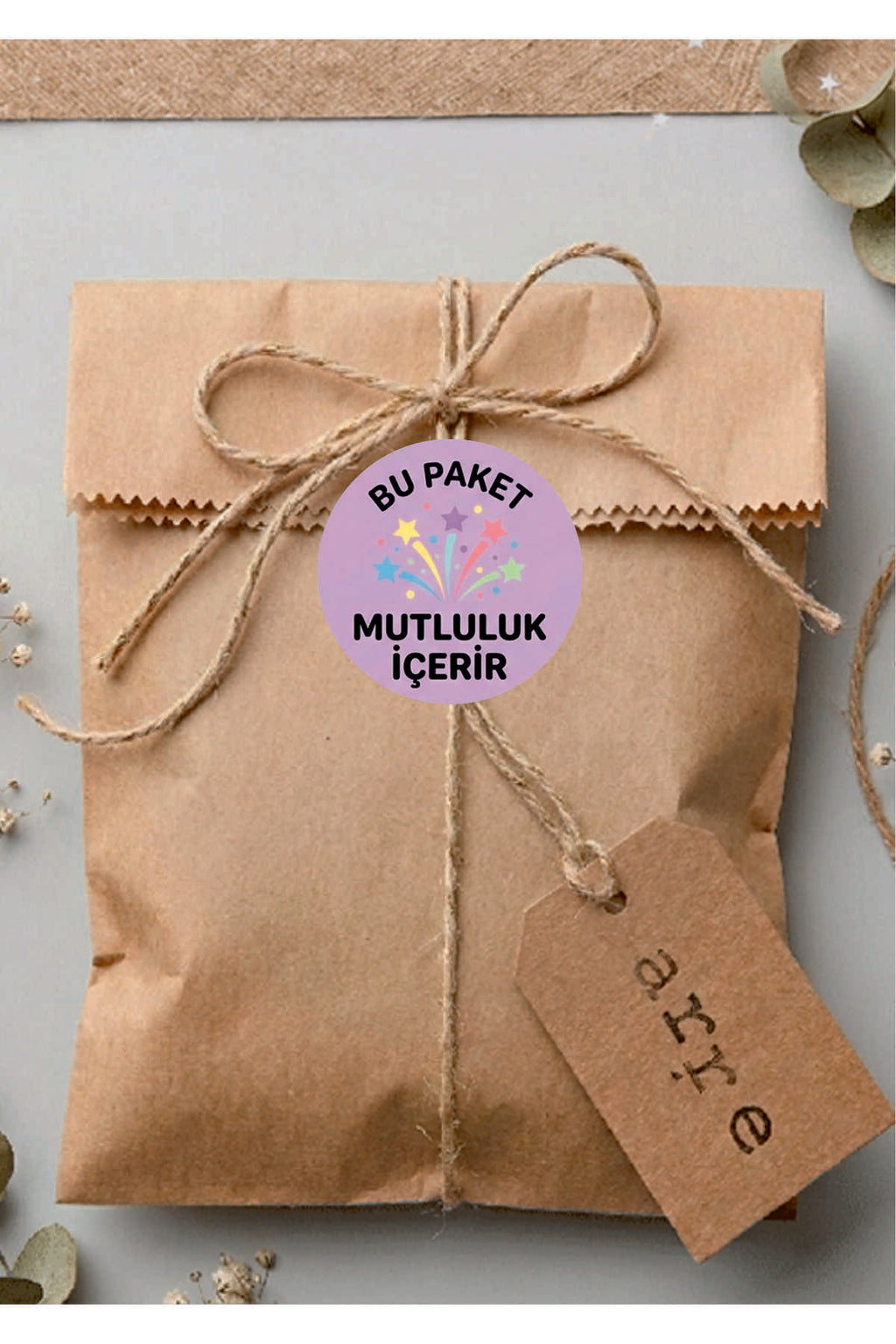Paketleme Kutularına Özel Tasarım Etiketler 4 cm Çapında 15 Adet