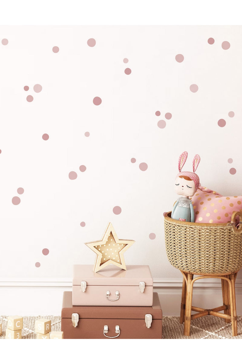 Rose Soft Pembe Gül Kurusu Puantiye Set Bebek Çocuk Odası Dekorasyon Sticker Set