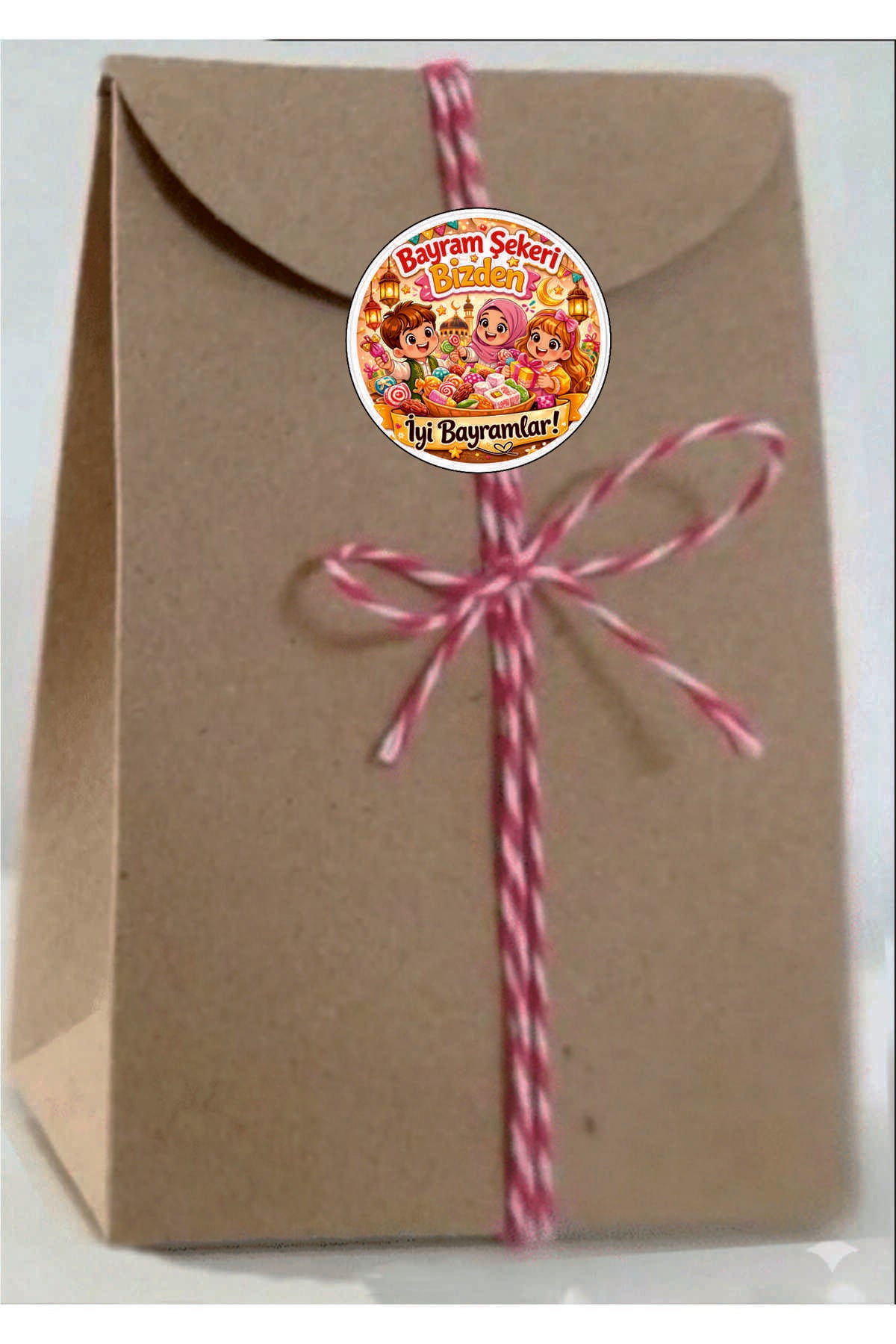 İyi Bayramlar yazılı, Paketleme Kutularına Özel Tasarım Etiketler 4 cm Çapında 15 Adet Etiket