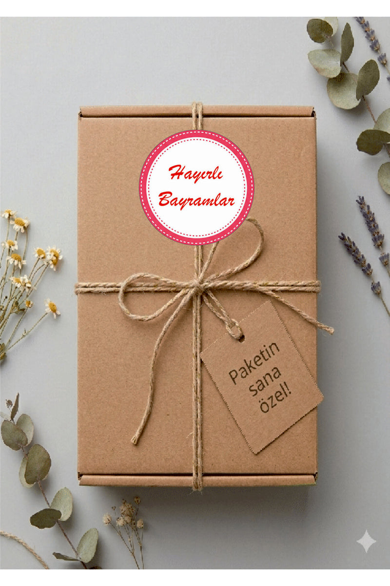 Hayırlı Bayramlar yazılı, Paketleme Kutularına Özel Tasarım Etiketler 4 cm Çapında 15 Adet Etiket
