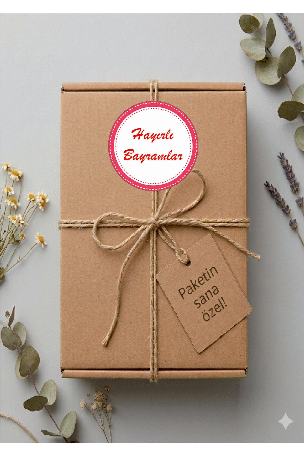 Hayırlı Bayramlar yazılı, Paketleme Kutularına Özel Tasarım Etiketler 4 cm Çapında 15 Adet Etiket