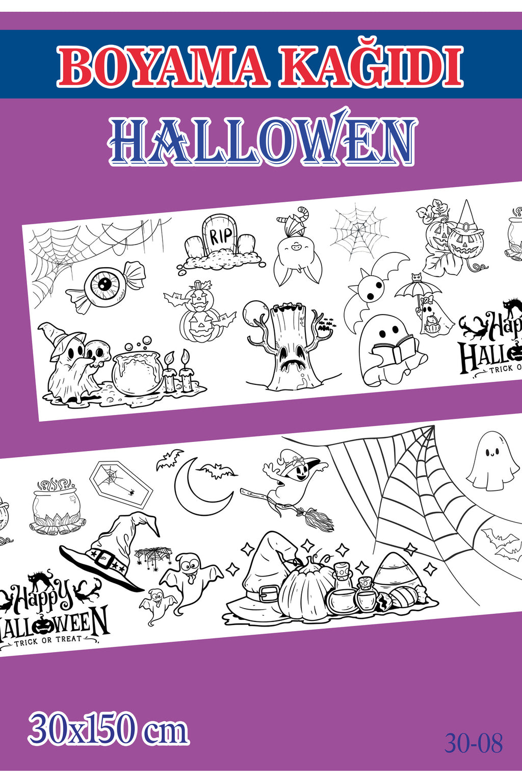 1,5 mt Hallowen Tema Çocuk Aktivite Dev Boyama Kağıdı